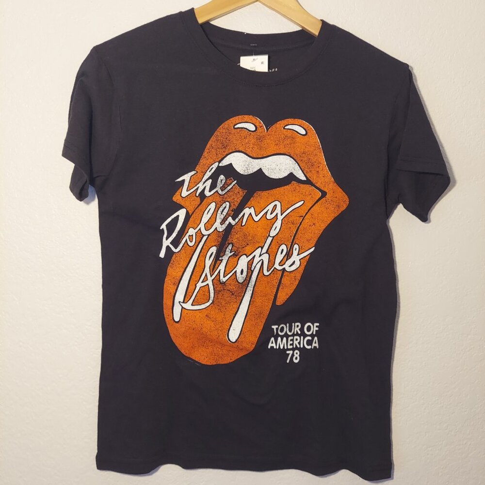NWT The Rolling Stones Tour of America ’78 Graphic Band Tee Black XS 100% Cotton - Picture 3 of 5